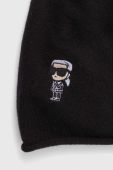Вовняна шапка Karl Lagerfeld колір чорний з тонкого трикотажу вовна (3511688)