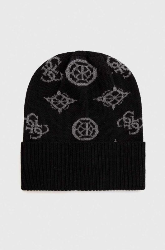 Шапка з домішкою вовни Guess колір чорний (3473712)