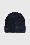 Шапка з домішкою вовни Guess колір синій з тонкого трикотажу