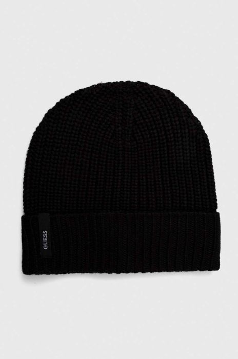 Шапка з домішкою вовни Guess колір чорний з тонкого трикотажу (3647891)