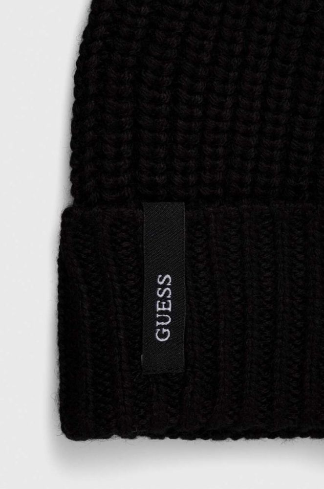 Шапка з домішкою вовни Guess колір чорний з тонкого трикотажу (3647891) фото 3