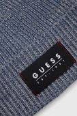 Шапка з домішкою вовни Guess колір блакитний