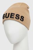 Шапка з домішкою вовни Guess колір бежевий з тонкого трикотажу (3650576)