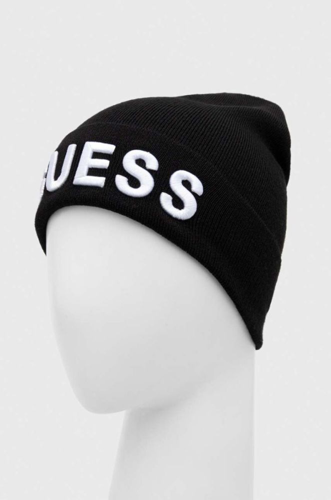 Шапка з домішкою вовни Guess колір чорний з тонкого трикотажу (3650579) фото 2