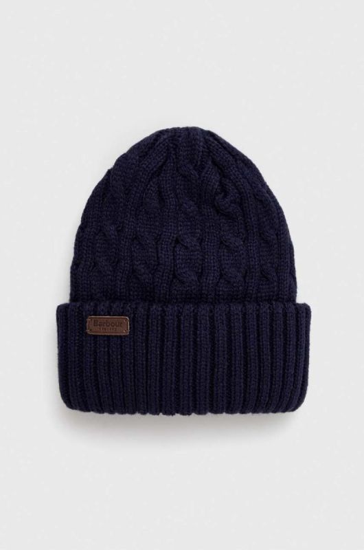 Шапка Barbour колір синій з товстого трикотажу (3496532)
