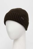 Вовняна шапка Barbour колір зелений з товстого трикотажу вовна
