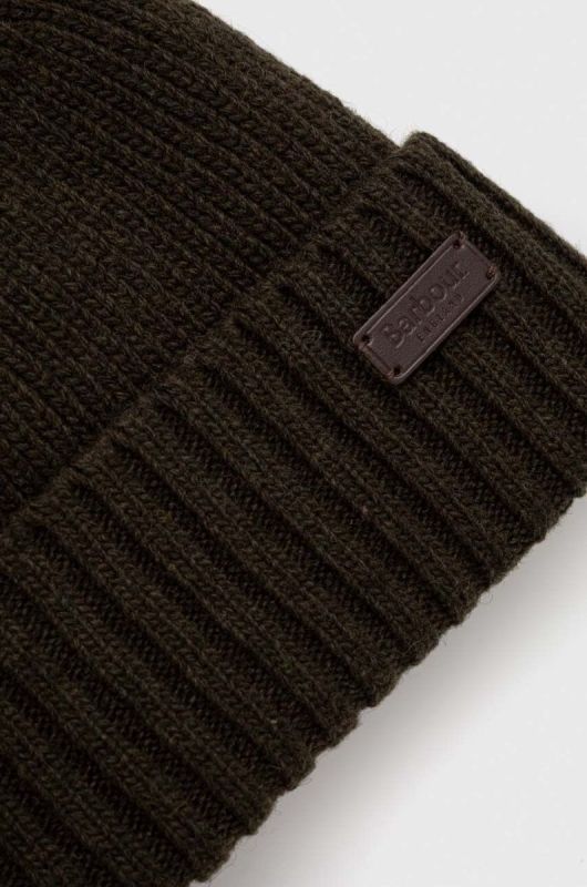 Шапка beanie чоловіча з вовною Barbour Carlton Beanie колір зелений фото 3