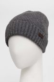 Вовняна шапка Barbour колір сірий з товстого трикотажу вовна