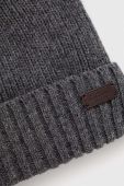 Вовняна шапка Barbour колір сірий з товстого трикотажу вовна