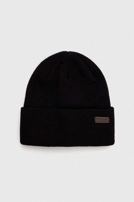 Шапка Barbour колір чорний з товстого трикотажу (3492605)