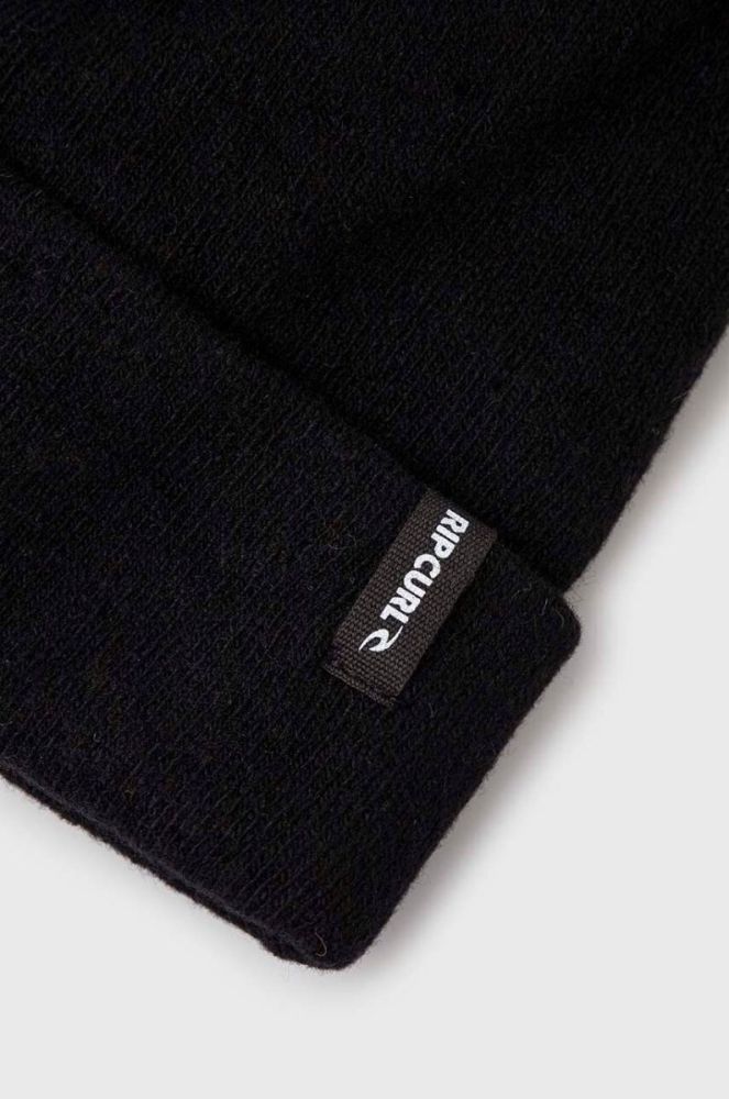 Шапка з домішкою вовни Rip Curl колір чорний з товстого трикотажу фото 3