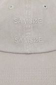 Бавовняна бейсболка Samsoe Samsoe колір сірий з аплікацією