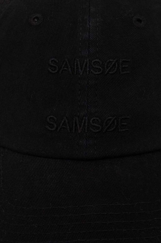 Бавовняна бейсболка Samsoe Samsoe колір чорний з аплікацією фото 3