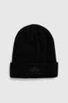 Шапка Alpha Industries колір чорний з товстого трикотажу (3403628) Шапка Alpha Industries колір чорний з товстого трикотажу (3403628)