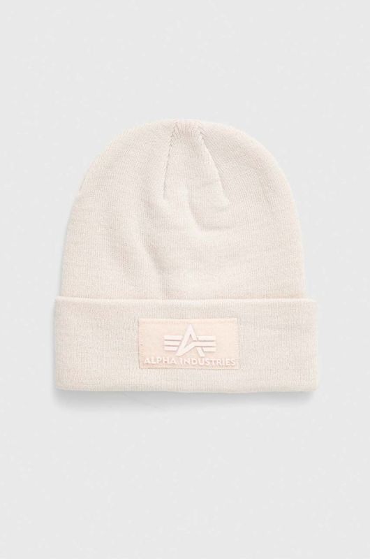 Шапка Alpha Industries колір бежевий з товстого трикотажу (3403629)