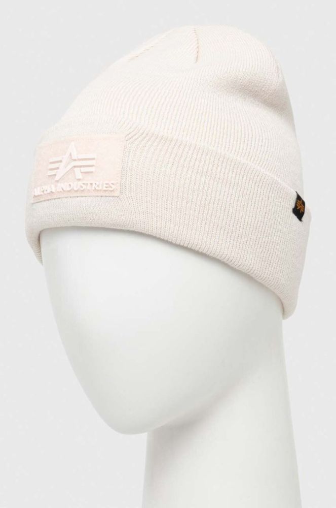 Шапка Alpha Industries колір бежевий з товстого трикотажу (3403629) фото 3