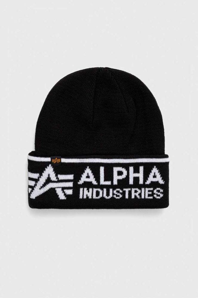 Шапка Alpha Industries колір чорний з товстого трикотажу (3403630)