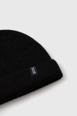 Вовняна шапка Bomboogie колір чорний з товстого трикотажу вовна