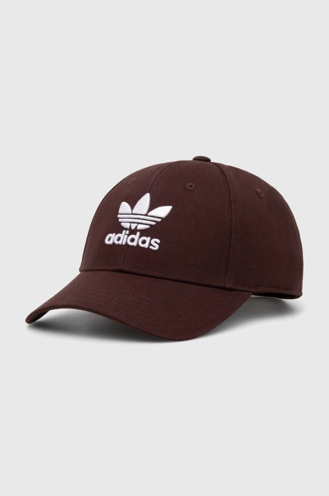 Бавовняна бейсболка adidas Originals колір коричневий з аплікацією (3621475)