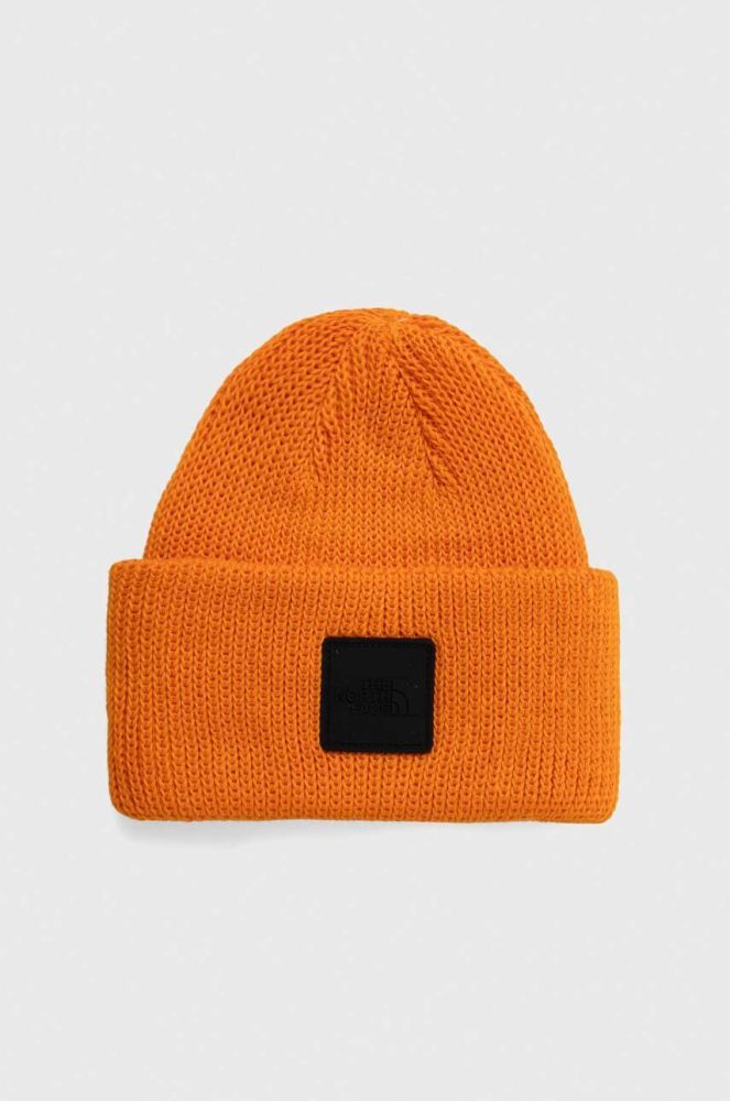 Шапка The North Face колір помаранчевий з товстого трикотажу (3434038)
