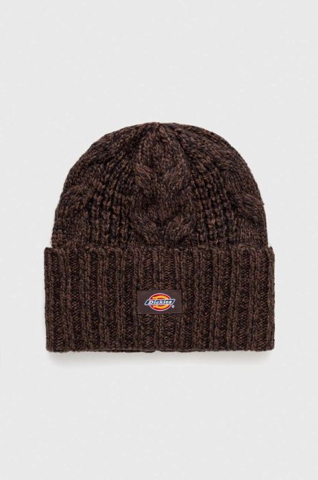 Шапка Dickies колір коричневий з товстого трикотажу Шапка Dickies колір коричневий з товстого трикотажу