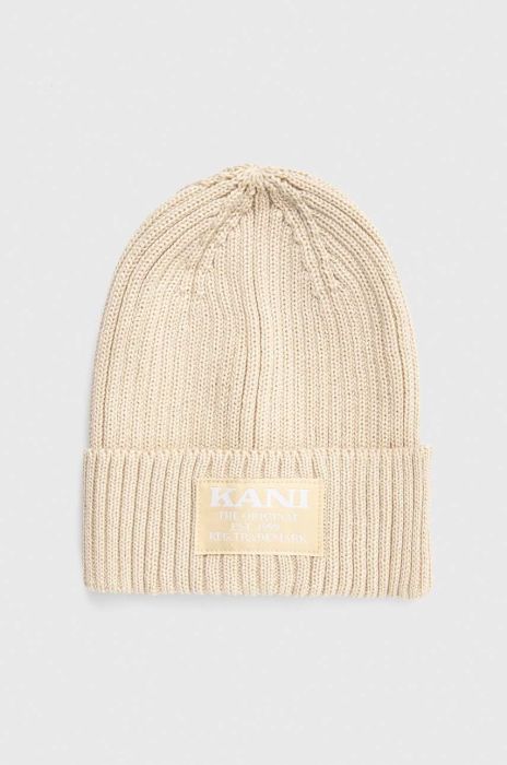 Шапка Karl Kani колір бежевий з тонкого трикотажу