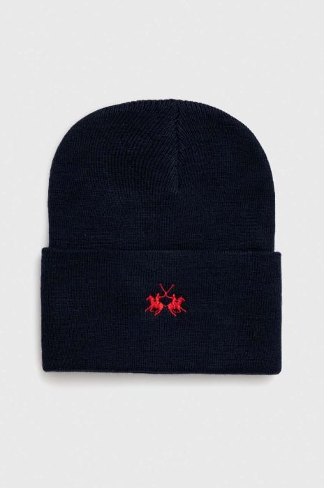 Шапка La Martina колір синій з тонкого трикотажу