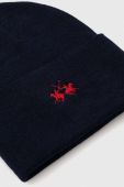 Шапка La Martina колір синій з тонкого трикотажу