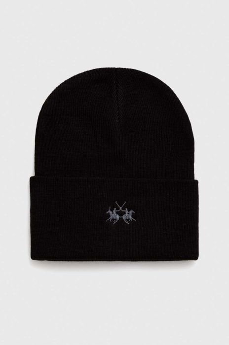 Шапка La Martina колір чорний з тонкого трикотажу