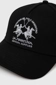 Бавовняна бейсболка La Martina колір чорний з аплікацією (3640990)