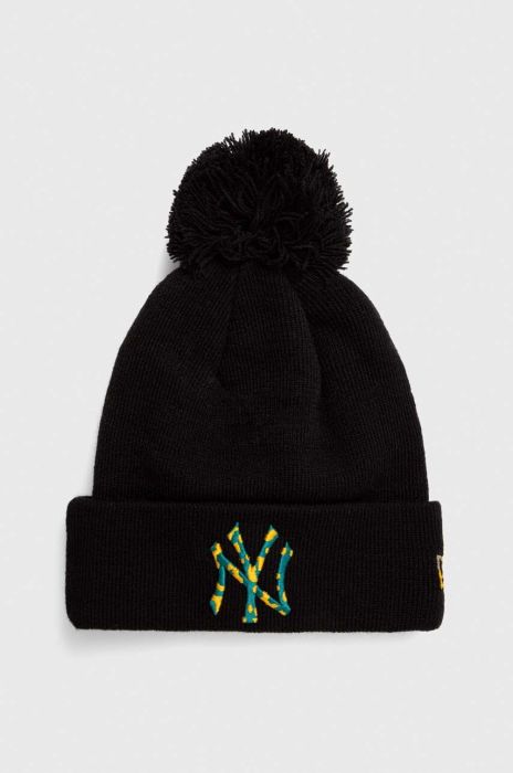 Шапка New Era колір чорний з товстого трикотажу NEW YORK YANKEES (3540291)