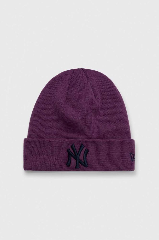 Шапка New Era колір фіолетовий з тонкого трикотажу NEW YORK YANKEES