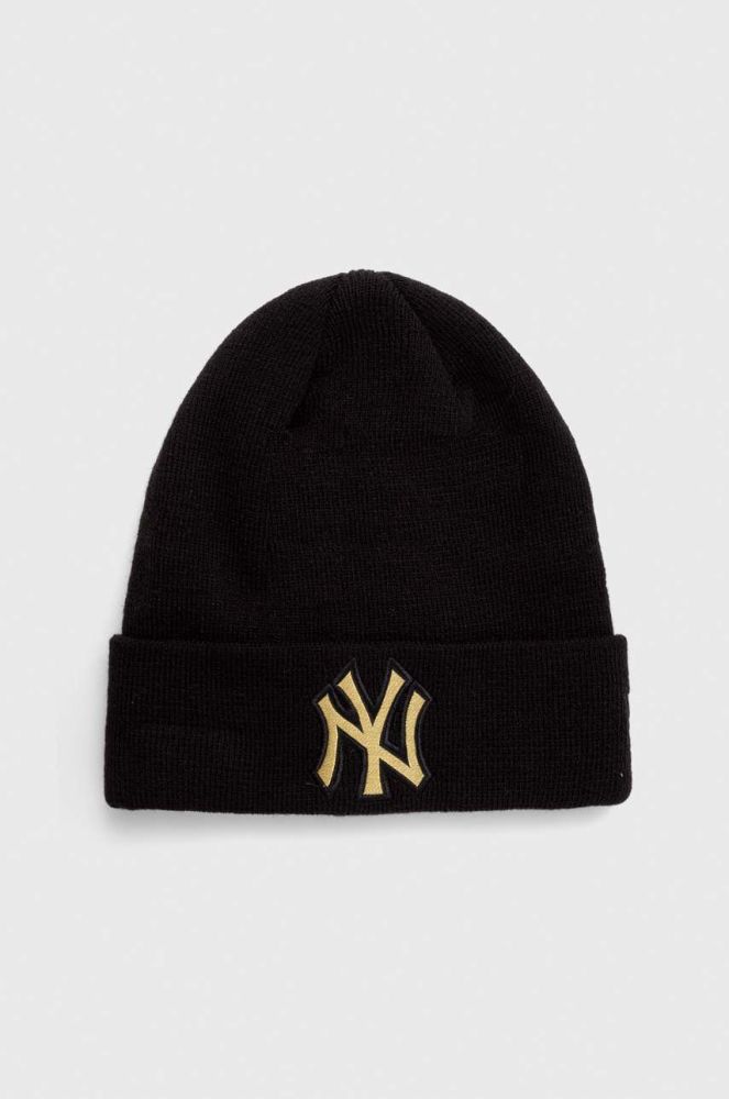 Шапка New Era колір чорний з товстого трикотажу NEW YORK YANKEES (3540138)