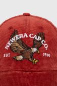 Вельветова кепка New Era колір червоний з аплікацією