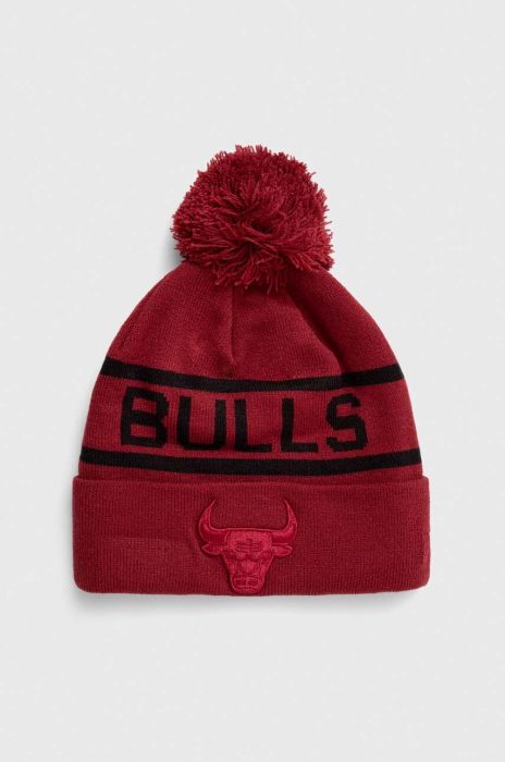 Шапка New Era колір бордовий з товстого трикотажу CHICAGO BULLS