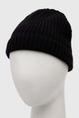 Вовняна шапка United Colors of Benetton колір чорний з тонкого трикотажу вовна