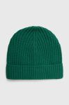 Вовняна шапка United Colors of Benetton колір зелений з тонкого трикотажу вовна (3537659) Вовняна шапка United Colors of Benetton колір зелений з тонкого трикотажу вовна (3537659)
