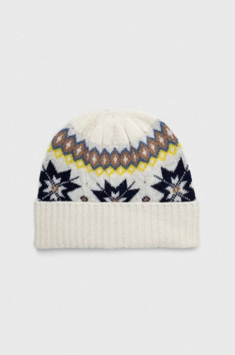 Вовняна шапка United Colors of Benetton колір бежевий з тонкого трикотажу вовна