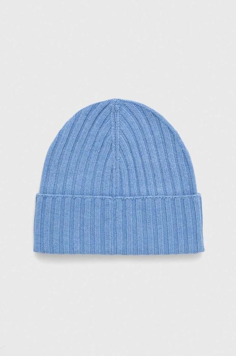 Шапка з домішкою вовни Sisley з тонкого трикотажу колір блакитний