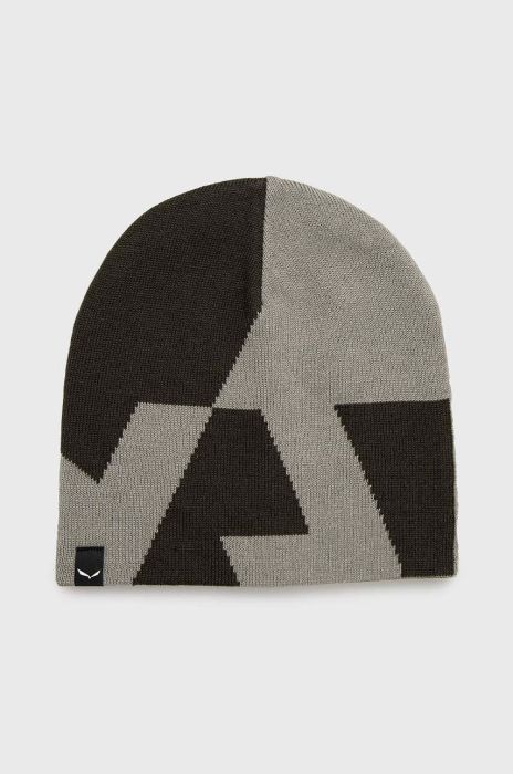 Шапка Salewa колір зелений вовна