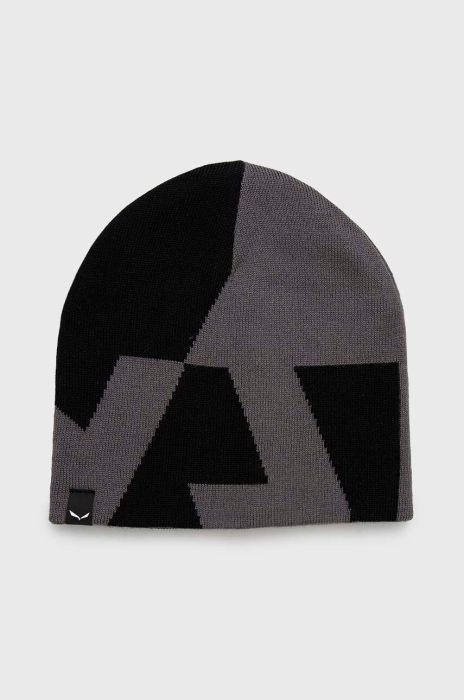Шапка Salewa колір чорний вовна