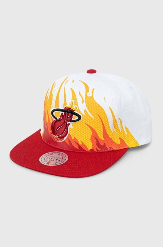 Бавовняна бейсболка Mitchell&Ness MIAMI HEAT колір білий візерунок
