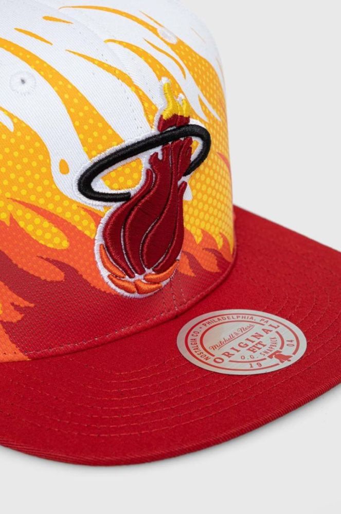 Бавовняна бейсболка Mitchell&Ness MIAMI HEAT колір білий візерунок фото 3