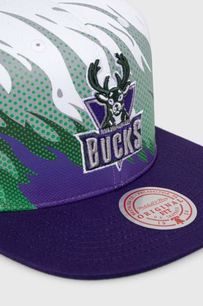 Бавовняна бейсболка Mitchell&Ness MILWAUKEE BUCKS колір білий візерунок фото 3