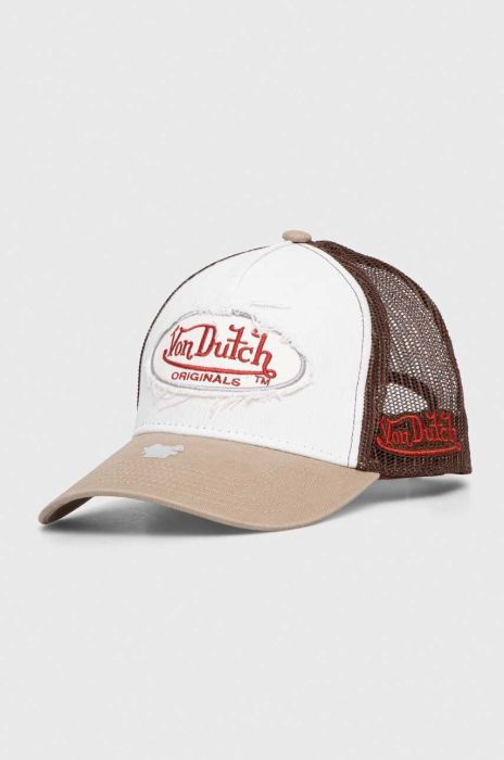 Кепка Von Dutch колір коричневий з аплікацією (3557822)