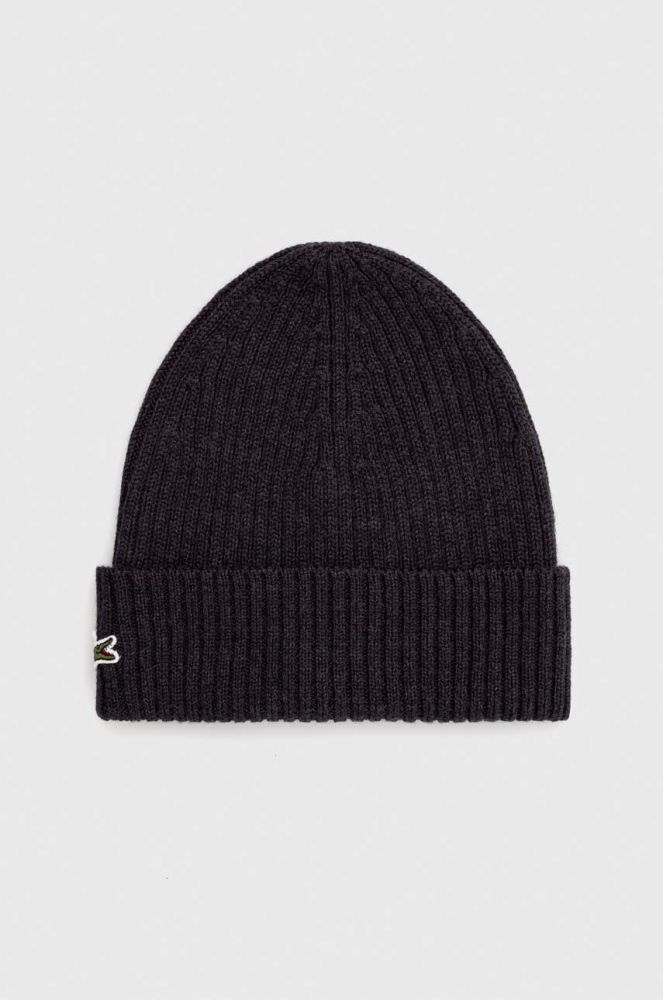 Вовняна шапка Lacoste колір чорний вовна (3523362)