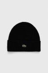 Вовняна шапка Lacoste колір чорний вовна (3523358) Вовняна шапка Lacoste колір чорний вовна (3523358)