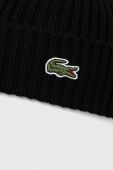 Вовняна шапка Lacoste колір чорний вовна (3523358) фото 3