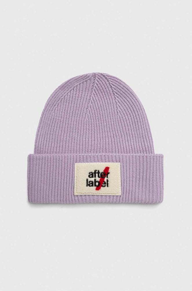 Вовняна шапка After Label колір фіолетовий вовна