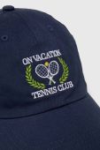 Бавовняна бейсболка On Vacation колір синій з аплікацією (3597614)